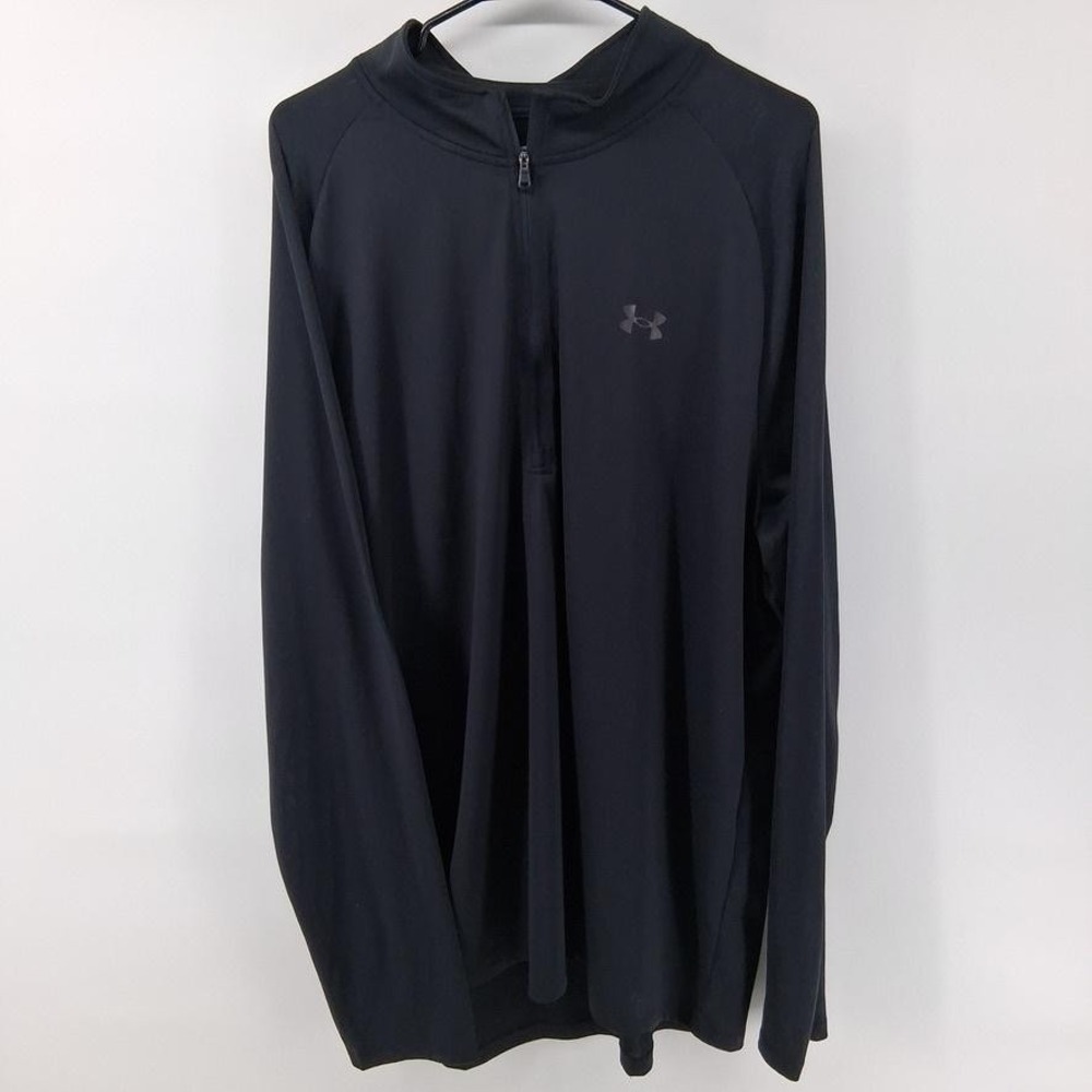 Under Armour Pullover Mens 3XL Black 1/4 Zip Mock Neck Performance Training Top